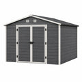 Abri de jardin 350 x 229 x 242 cm en résine gris anthracite - rangement extérieur à double porte