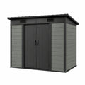 Abri de jardin 180 x 120 x 200 cm en résine gris anthracite avec portes doubles ventilé