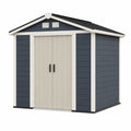 Abri de jardin 213 x 127 x 185 cm en résine bleu foncé et beige à portes doubles toit incliné