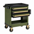 Chariot de rangement 70 x 45 x 85 cm en métal vert noir mobile avec 3 tiroirs