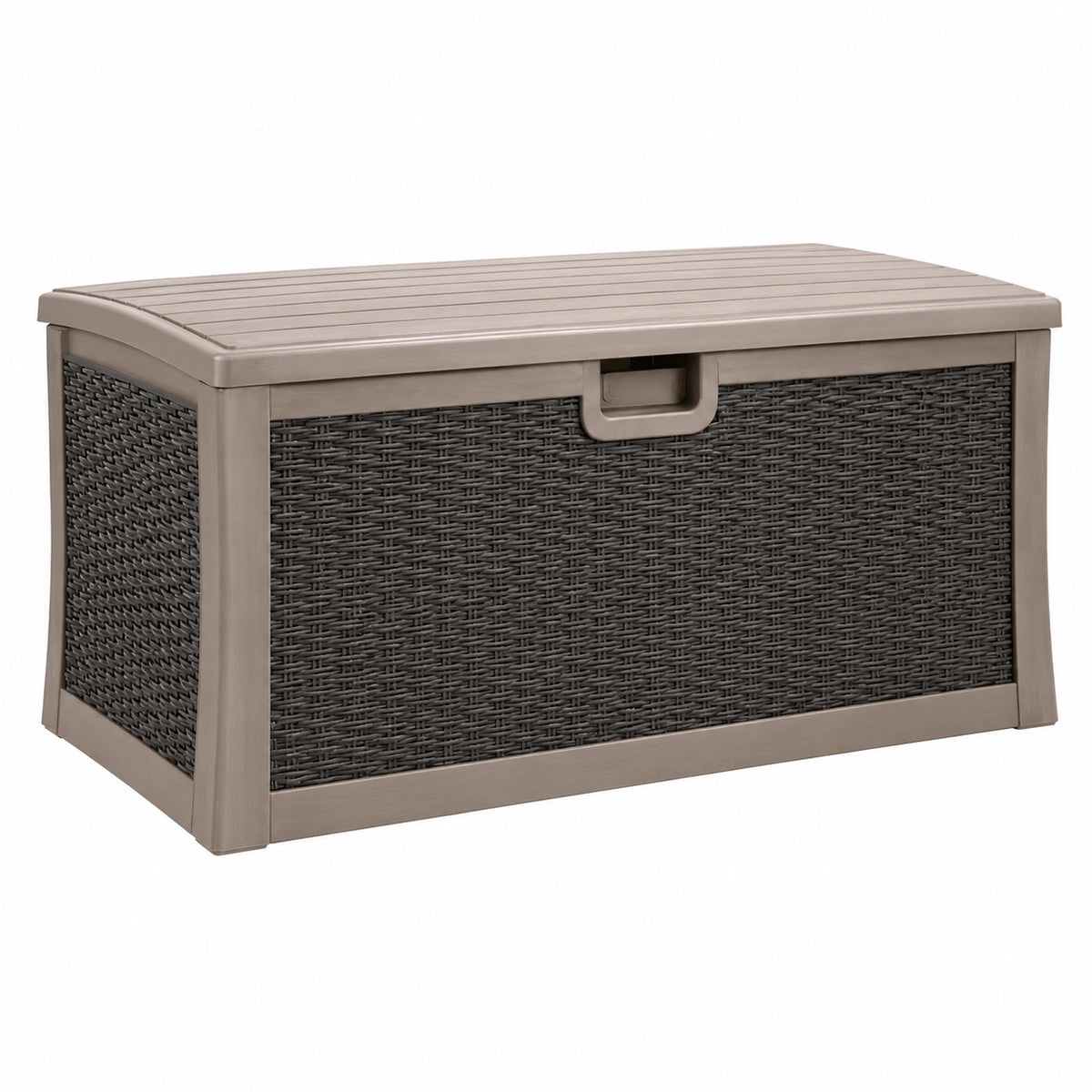 Coffre de rangement extérieur 120 x 55 x 60 cm en résine taupe anthracite à couvercle
