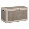 Coffre de rangement 120 x 56 x 63 cm en résine tressée taupe pour extérieur avec couvercle