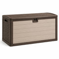 Coffre de rangement extérieur 120 x 60 x 60 cm en résine brun taupe avec couvercle verrouillable