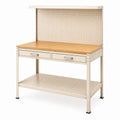 Établi d'atelier 120 x 60 x 150 cm métal beige plateau bois avec panneau perforé et tiroirs