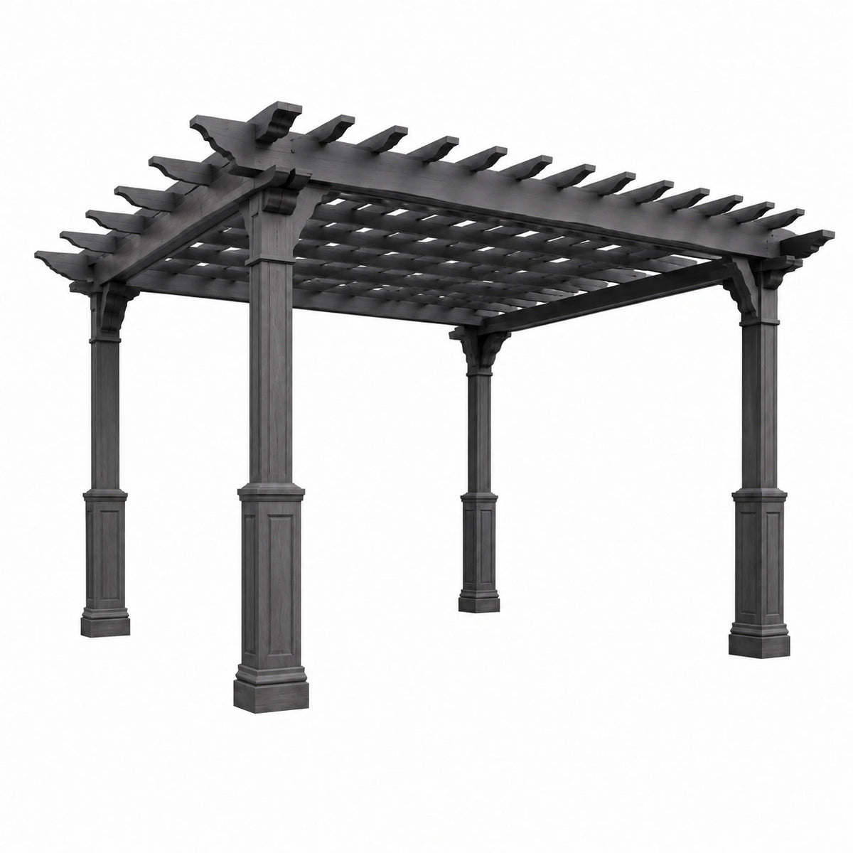 Pergola de jardin 300 x 300 x 240 cm en bois gris anthracite - structure ajourée classique