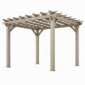 Pergola 400 x 300 x 250 cm en aluminium beige à lames ajourées pour extérieur