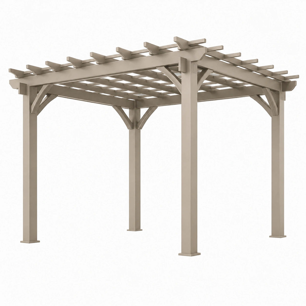 Pergola 400 x 300 x 250 cm en aluminium beige à lames ajourées pour extérieur