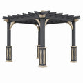 Pergola de jardin 300 x 300 x 250 cm en bois gris anthracite et beige avec toiture ajourée