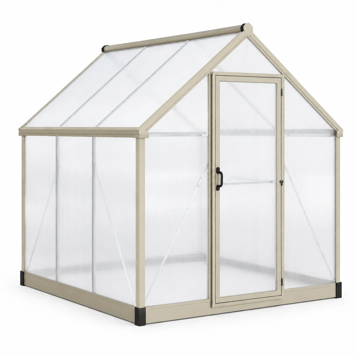 Serre de jardin 190 x 190 x 195 cm aluminium beige panneaux translucides avec porte