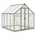 Serre de jardin 190 x 190 x 195 cm aluminium vert panneaux en polycarbonate porte double