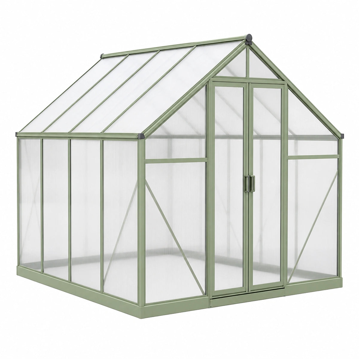 Serre de jardin 190 x 190 x 195 cm aluminium vert panneaux en polycarbonate porte double
