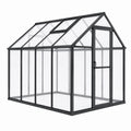 Serre de jardin 190 x 190 x 195 cm en aluminium noir et panneaux transparents avec porte et lucarne