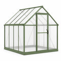 Serre de jardin 190 x 190 x 195 cm en aluminium vert avec panneaux en polycarbonate - toit incliné
