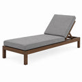 Bain de soleil 200 x 70 cm en bois brun avec coussin gris dossier inclinable