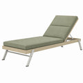 Chaise longue de jardin 200 x 70 cm en bois beige avec coussin vert dossier réglable