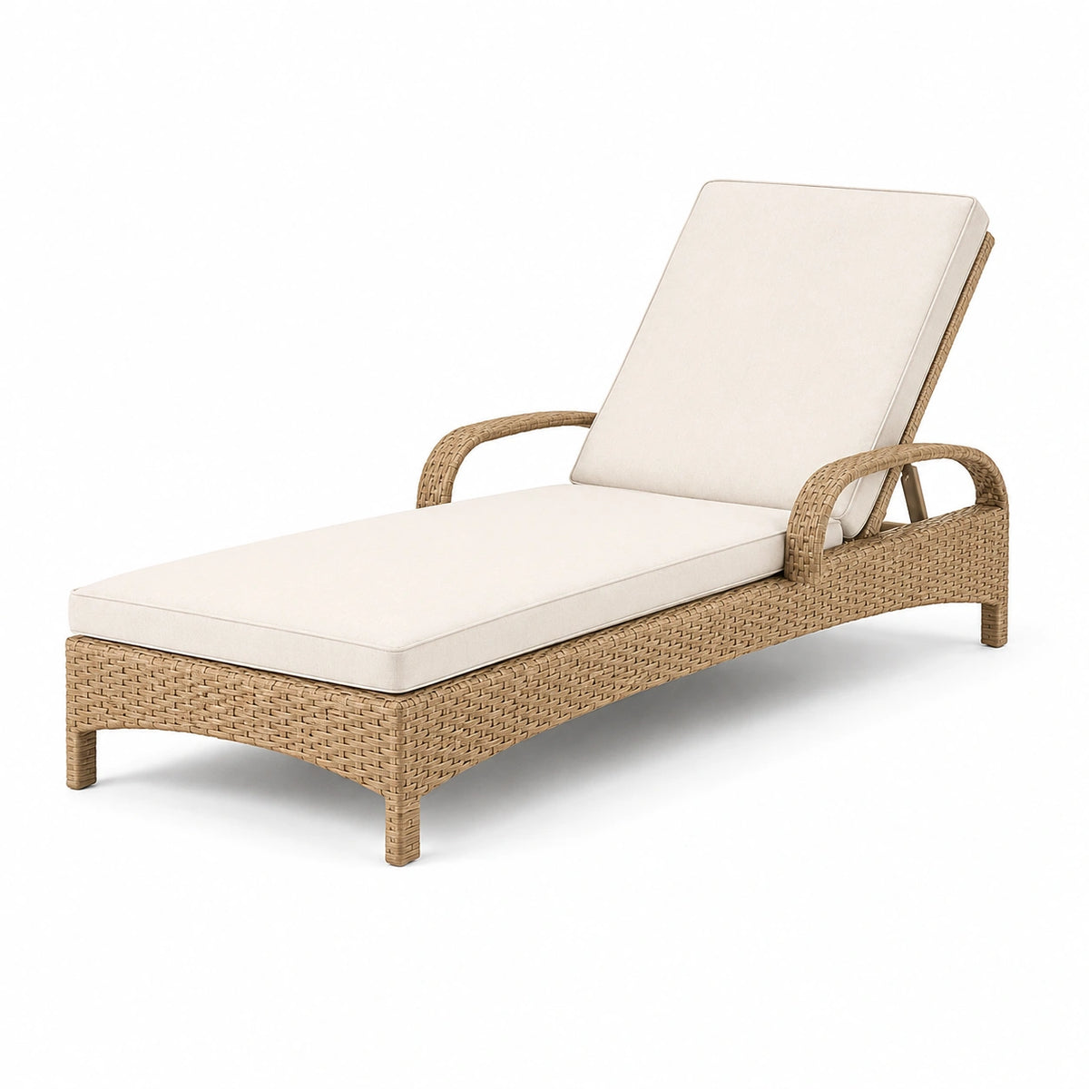 Chaise longue de jardin 198 x 70 x 88 cm en rotin synthétique beige avec dossier réglable