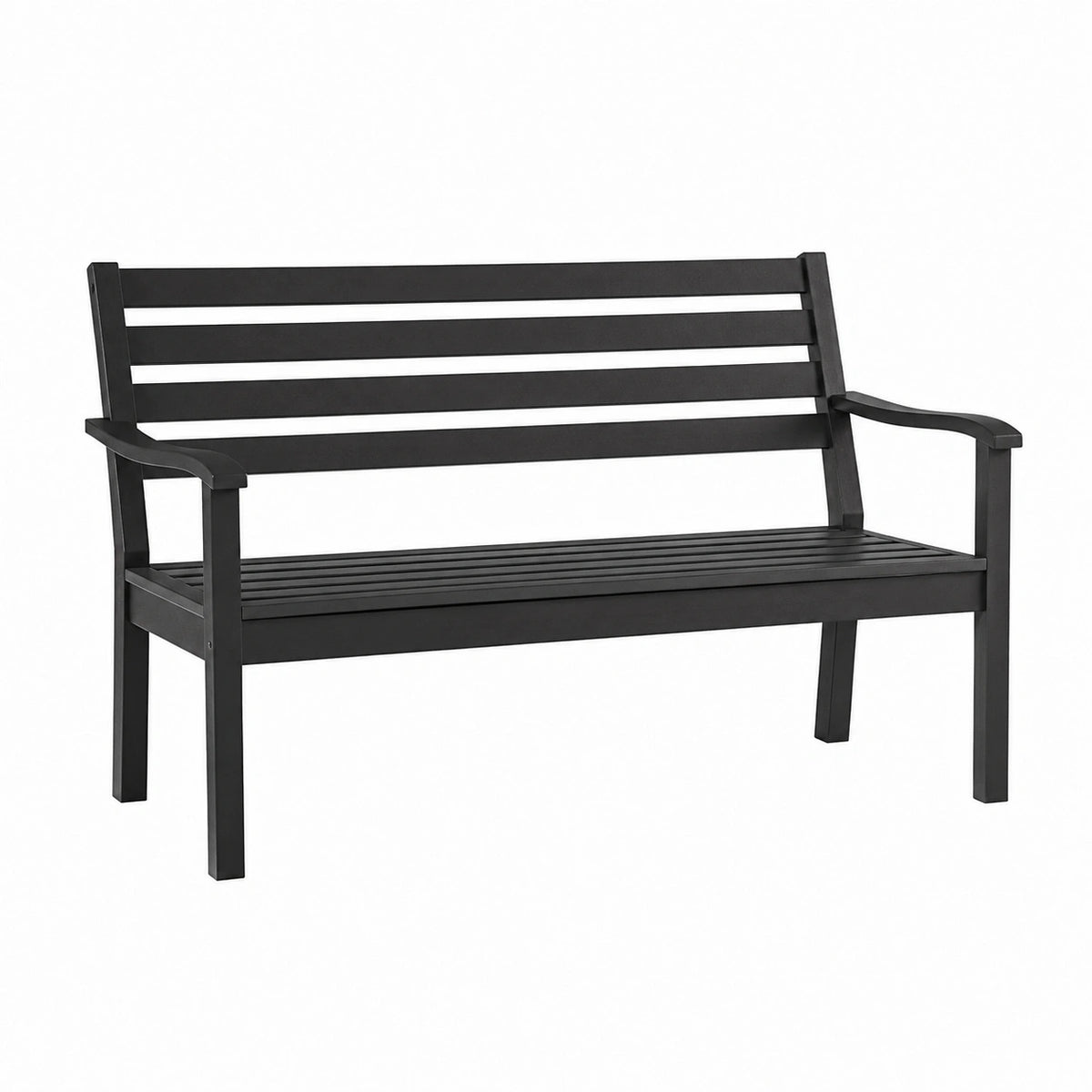 Banc de jardin 122 x 60 x 88 cm en acier noir avec accoudoirs