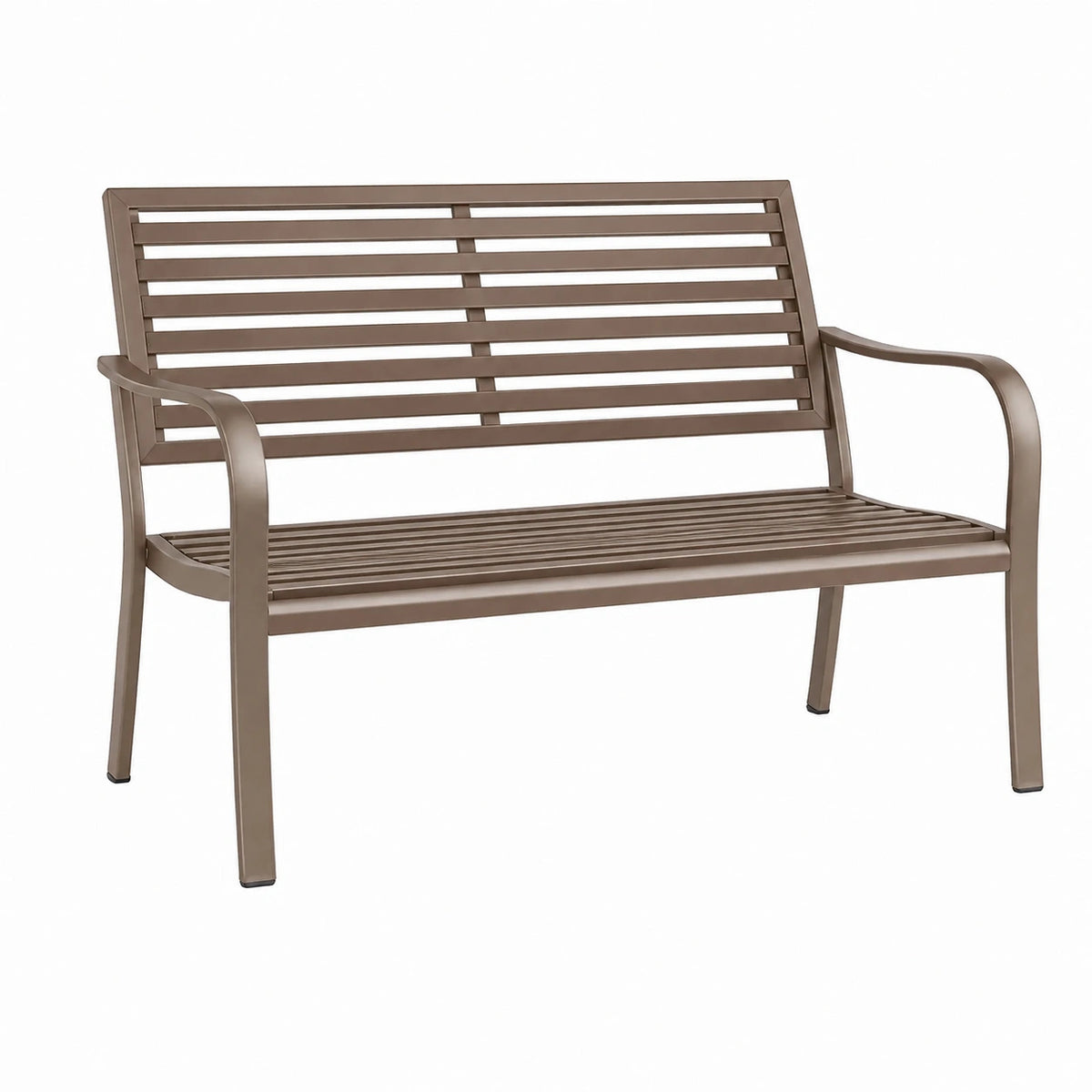 Banc de jardin 120 x 60 x 85 cm en acier brun à lattes style contemporain