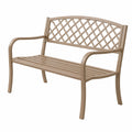 Banc de jardin 122 x 60 x 85 cm en plastique taupe à dossier ajouré